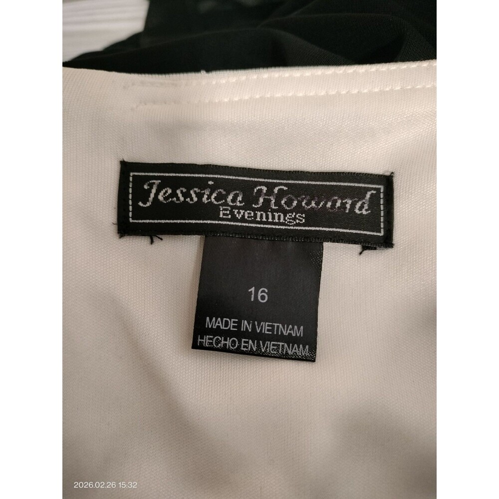 JESSICA HOWARD Womens Black & Cream Evening Occasion Cocktail Dress - Sz 16 - Picture 7 of 12